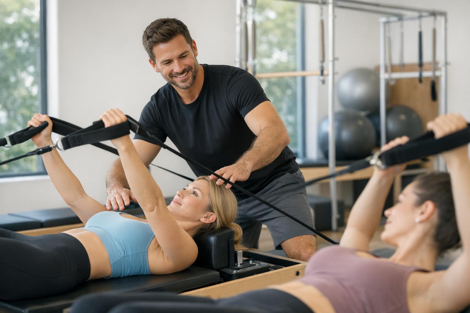 instruktor pilates prowadzący zajęcia praktyczne